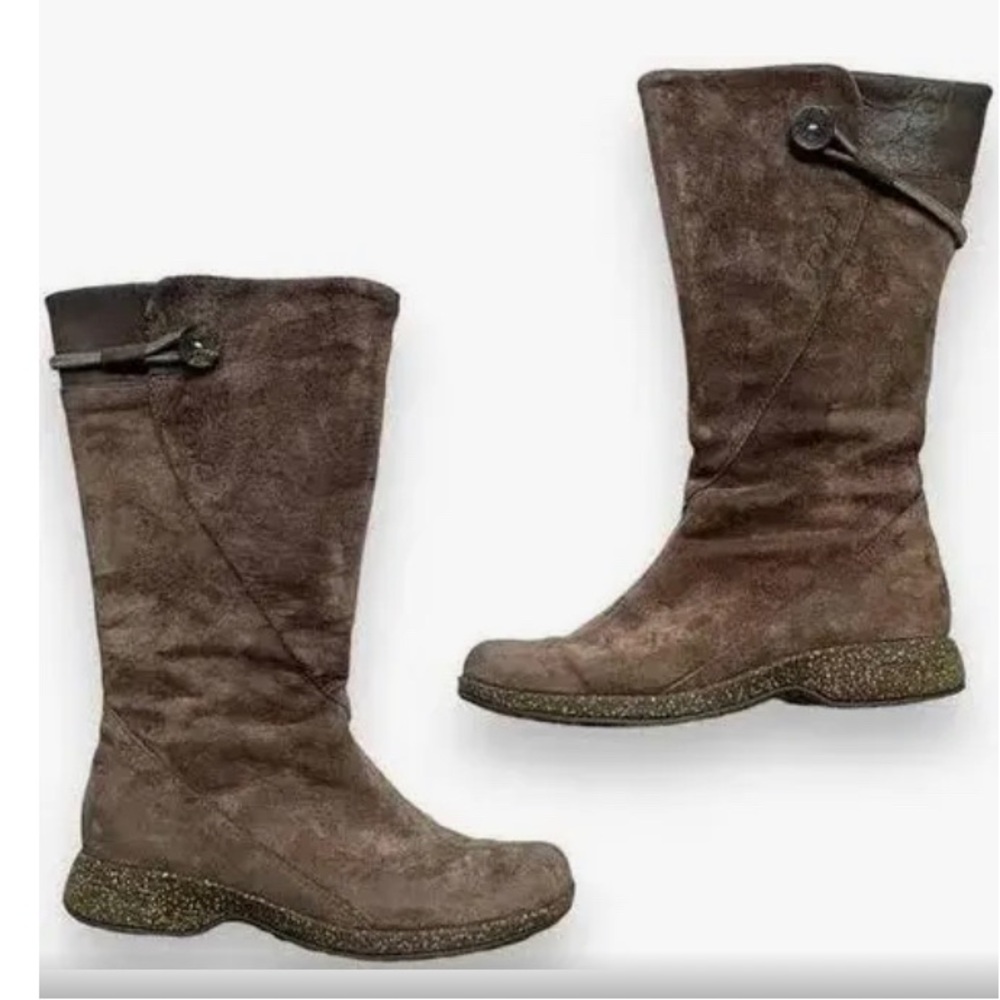 Teva Womens US 6 Boots Montecito Mid Full Zip Flats 4026 Brown Suede Round Toe